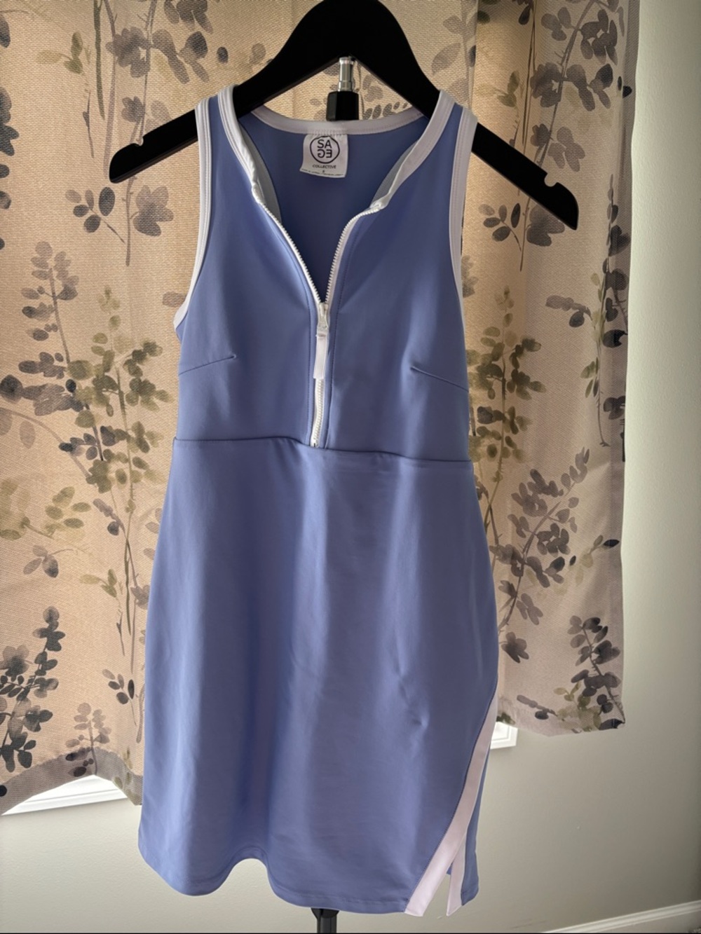 Sage Lavender Racerback Athletic Tank with White Trim